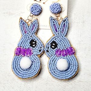 PURPLE BUNNY SEED BEAD EARRINGS